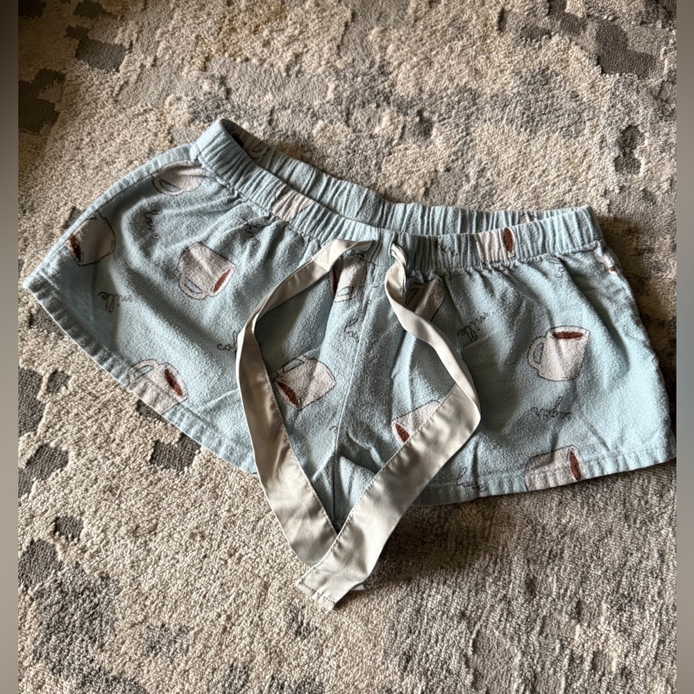 Coffee Print Pajama Shorts (Size S)